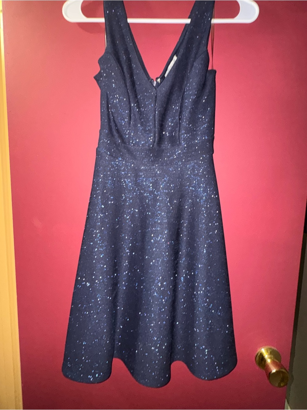 Charlotte Russe Navy Sparkle V-Neck Midi Dress